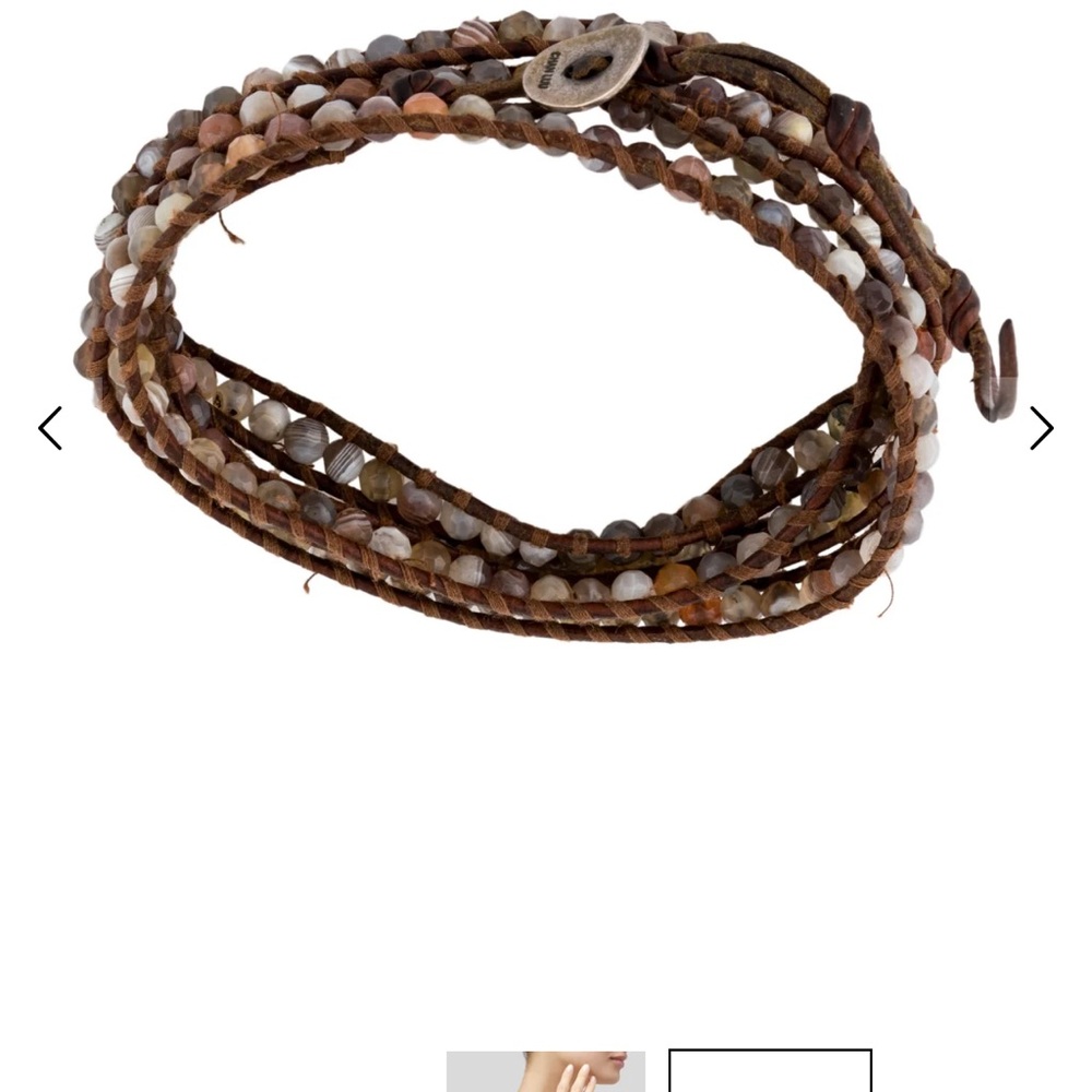 Chan Luu Brown multistone Beaded Wrap Bracelet sterling silver toggle
